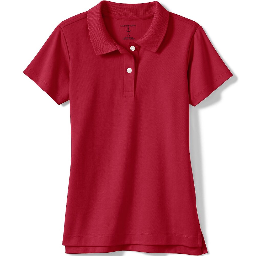 NEW Lands' End Little Girls Polo Shirt Short Sleeves Classic Red Color size 4 XS
